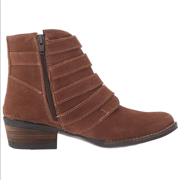 Cognac Genuine Suede Bootie With Buckle Details - Picture 8 of 8